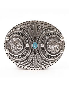 Black Belt Buckle with Feathers